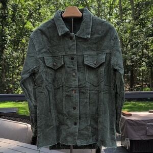 Oversized Olive Green Corduroy Shacket - Women's XS